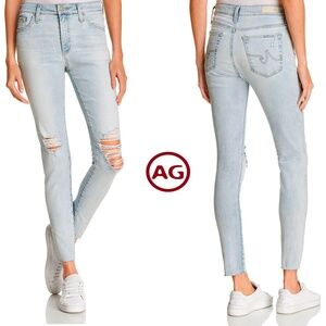 AG ADRIANO GOLDSCHMIED NWT FARRAH HIGH RISE SKINNY ANKLE 24Y SEABIRD JEAN. SZ 25